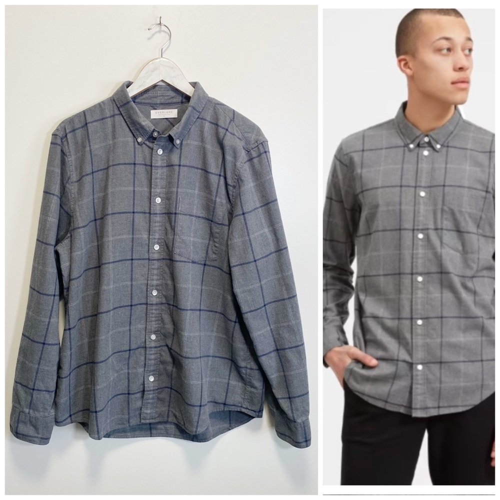 Everlane Gray Plaid Casual Button Down Shirt